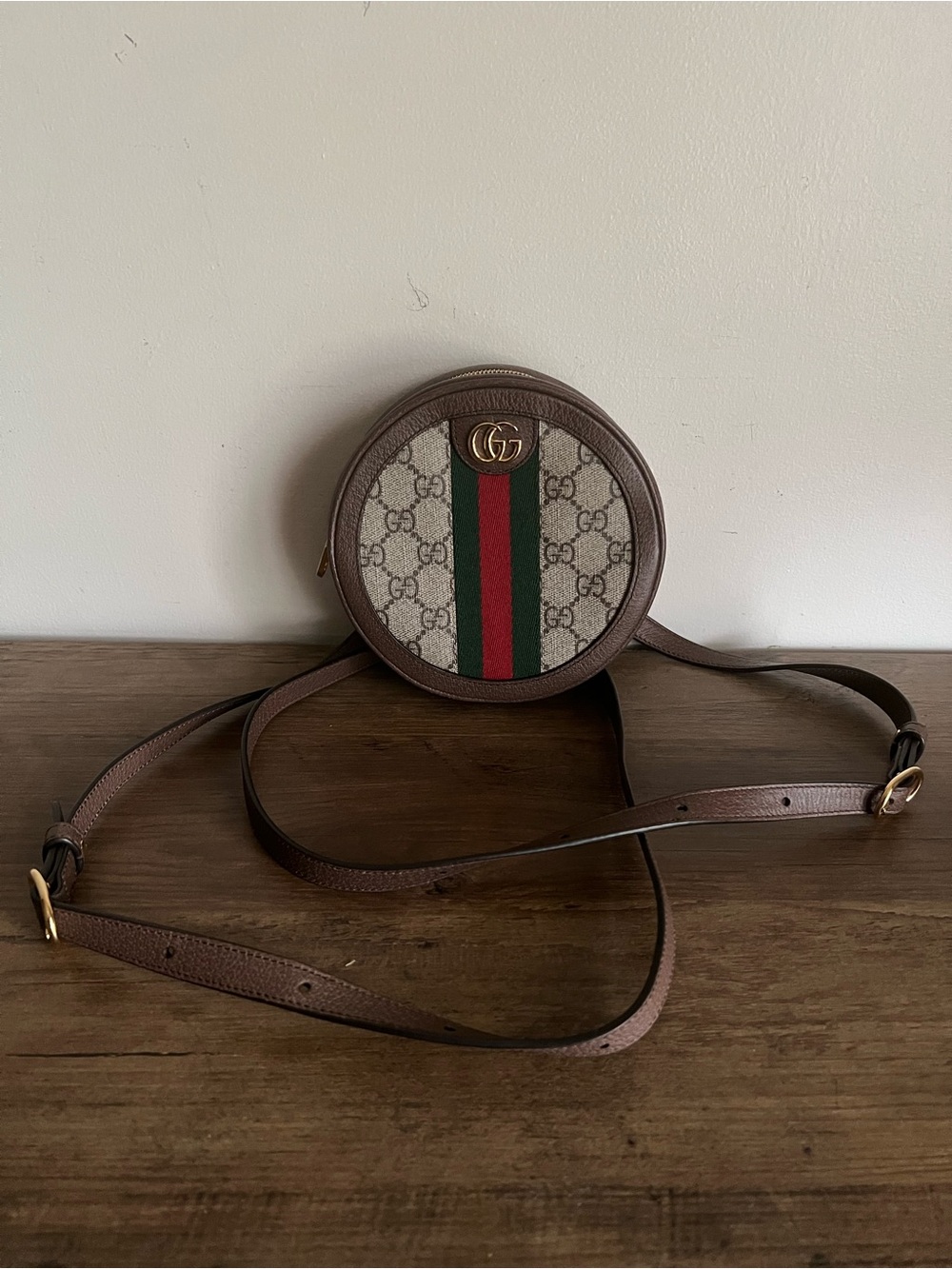 Gucci Ophidia Brown Leather Backpack with Gold Hardware
